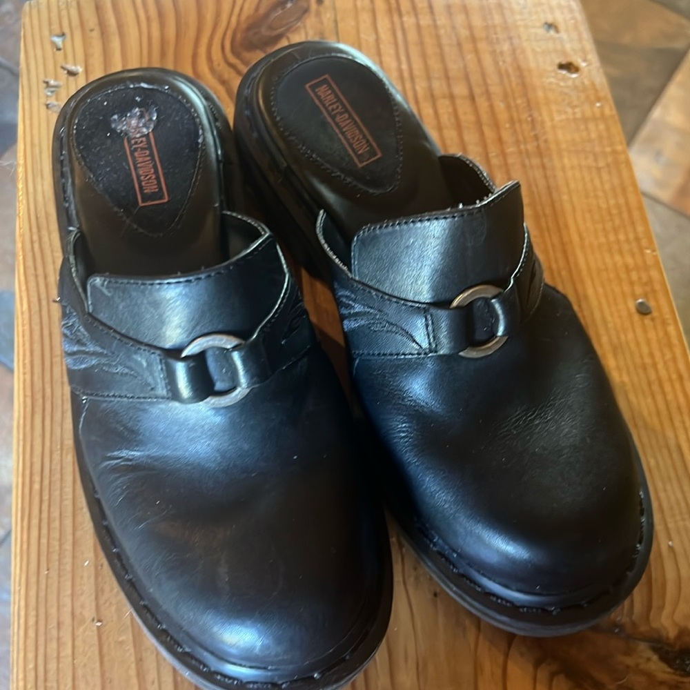 Harley-Davidson Black Buckle Mules